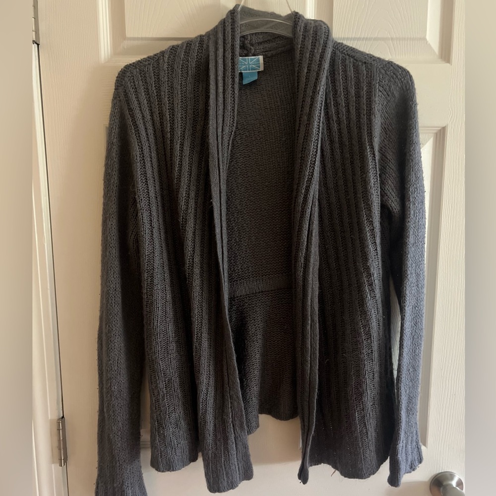 Large cardigan in gray by brand “Survival”. Good condition.